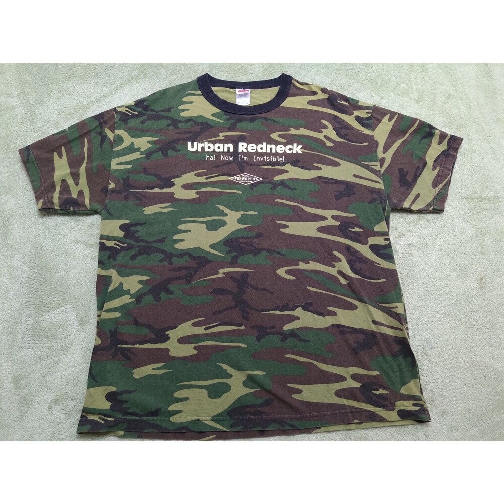 Vintage Jeff Foxworthy "Urban Redneck Now I'm Invisible" T-Shirt XL Camo Y2K